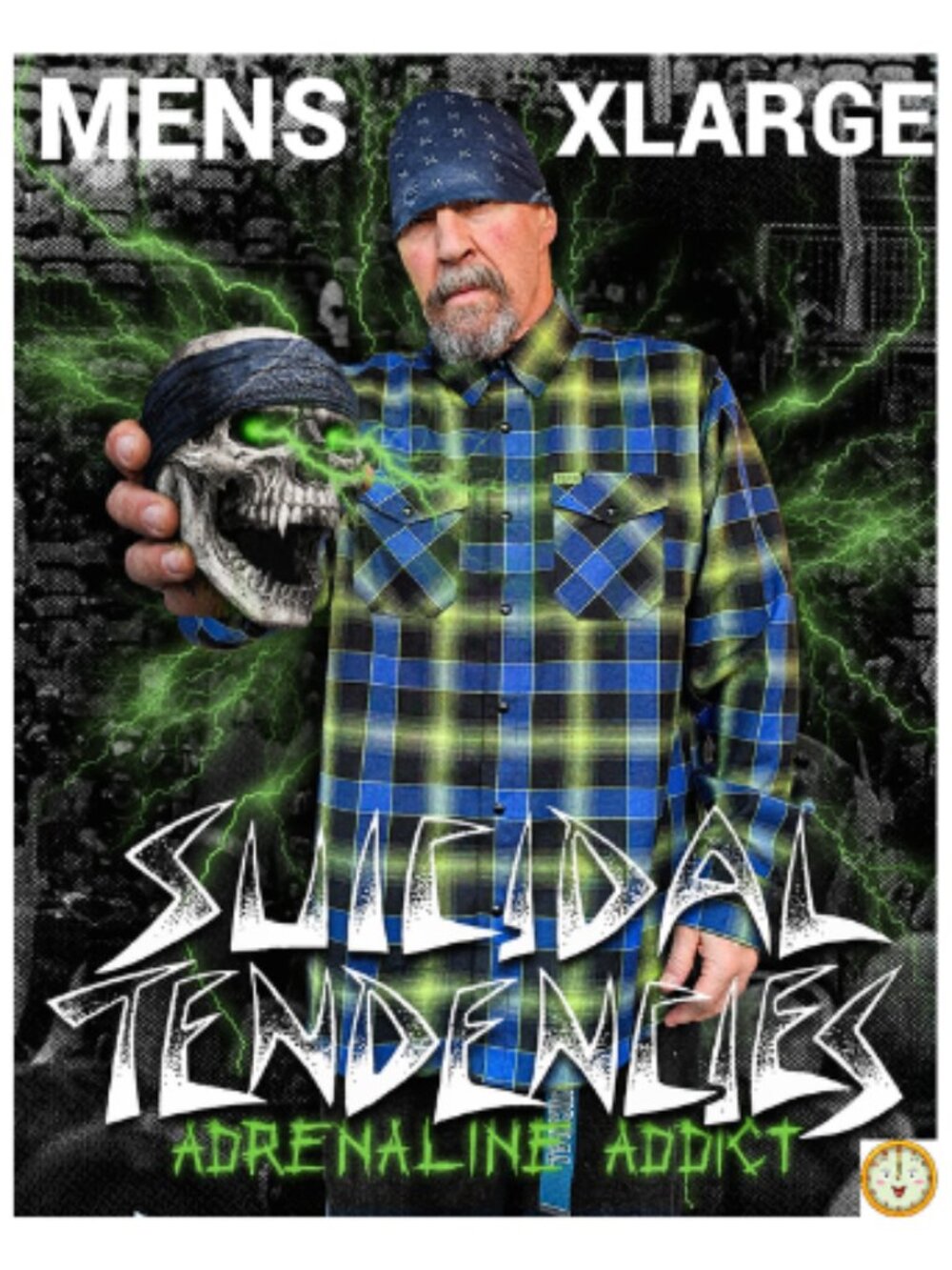 DIXXON x SUICIDAL TENDENCIES-ADRENALINE ADDICT Collab Flannel Shirt - Men's XL